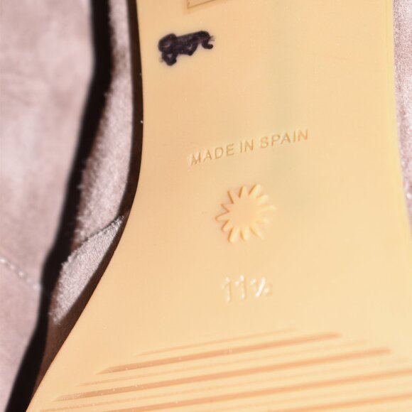 $700 STUART WEITZMAN Flareblock 60MM Suede Booties SQUARE TAUPE SOCK 11.5 (PB22) - Picture 8 of 8